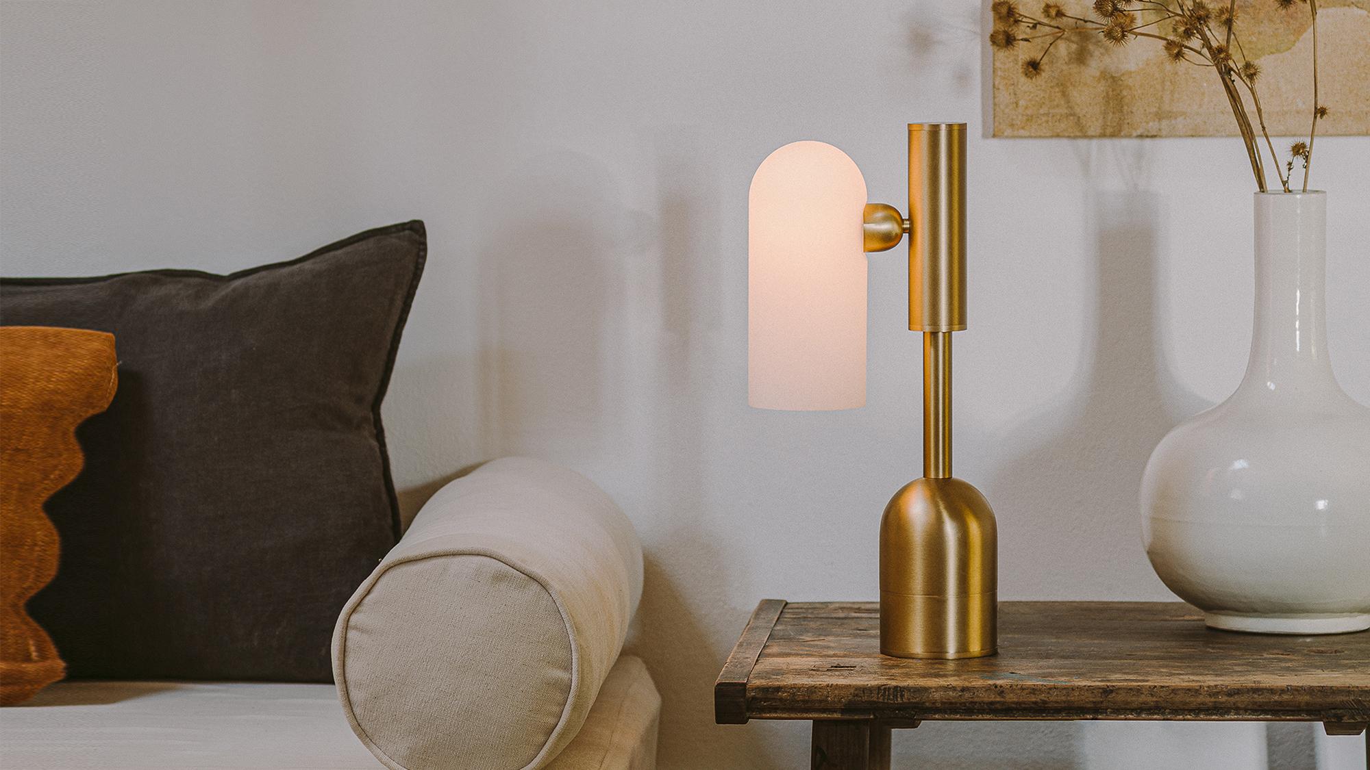 A guiding light is a powerful tool and a seductive force. The sturdy base of this table lamp ensures a stable instrument. At a personal scale the resolute frosted shades provide a calming illumination.

Available in our three signature finishes: