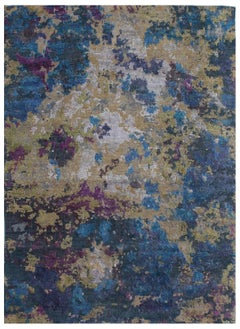 Green Purple Hand Knotted Wool, Blue And Purple Rug
