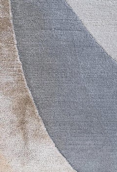 "Odyssey Journey Blue" Zeitgenössischer Teppich aus Himalaya-Wolle und Seide