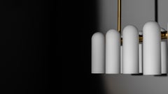 Odyssey Linear SM Chandelier: Brass & Glass, Contemporary Design by Schwung
