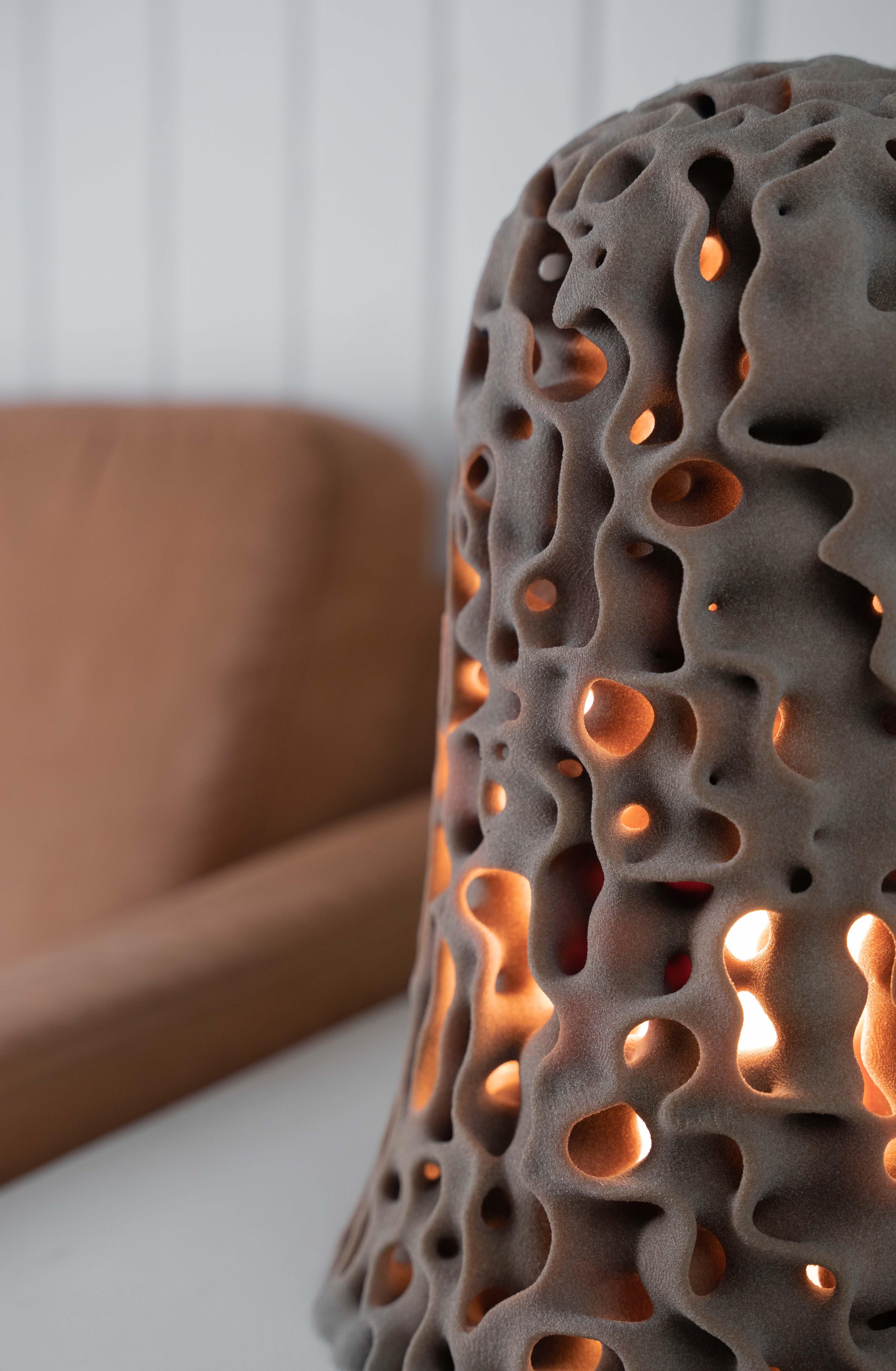 Machine-Made Odyssey Table Lamp, 3D-Printed Sand, Sculptural Organic, Unique Ambient Lighting For Sale
