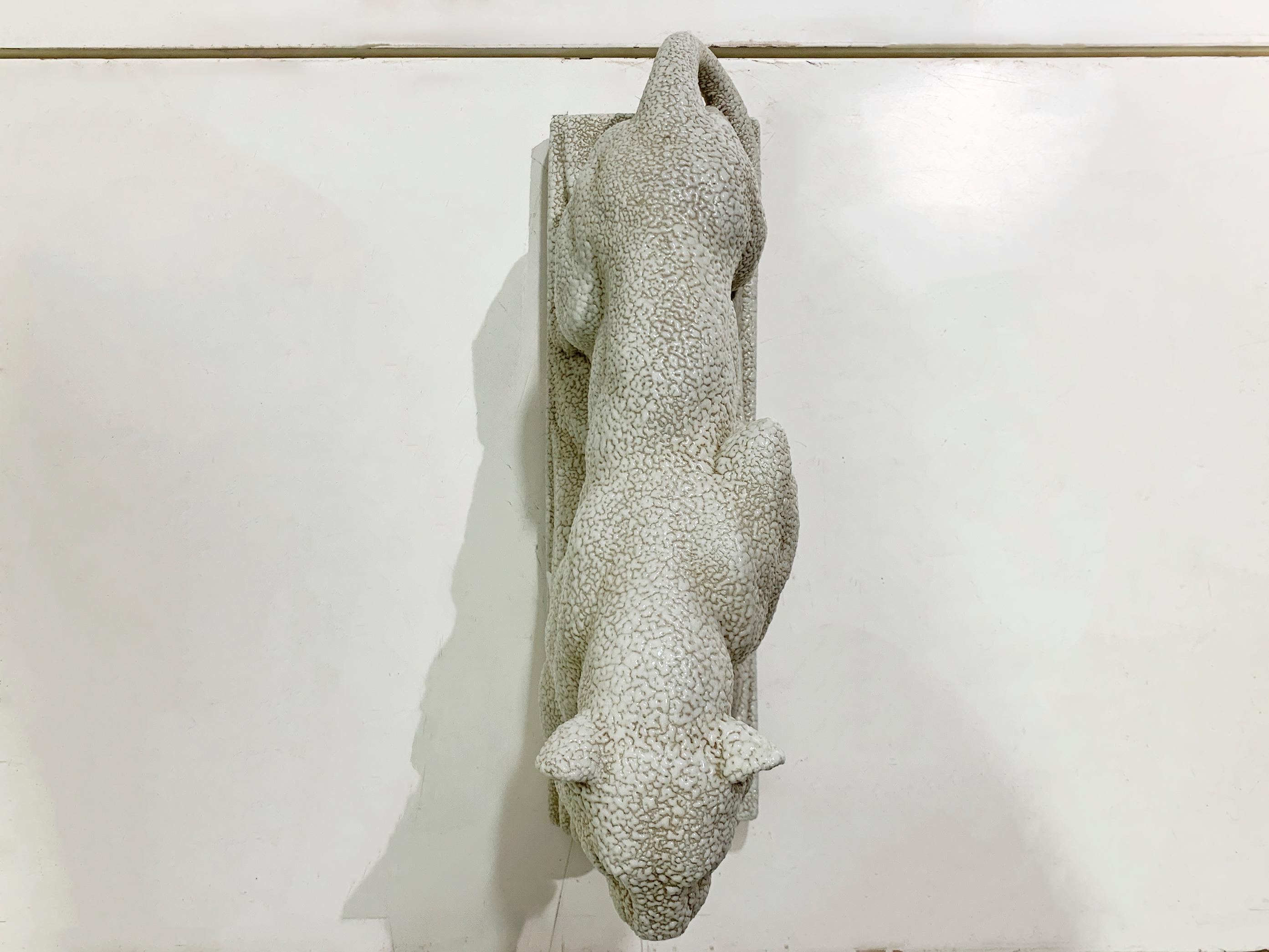 Odyv Art Deco Weißer Panther Keramik-Skulptur, nummeriert 97 und graviert 