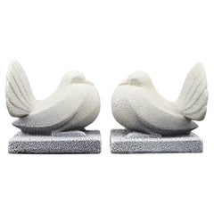 ODYV French Art Deco Ceramic Pigeons Bookends, 1920