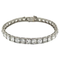 OEC Diamond Platinum Vintage Line Tennis Bracelet Estate Fine Jewelry