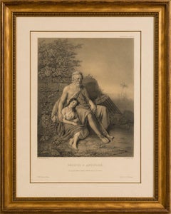 Oedipus and Antigone, Swedish Romantic Lithograph after Pehr Wickenberg, 1850