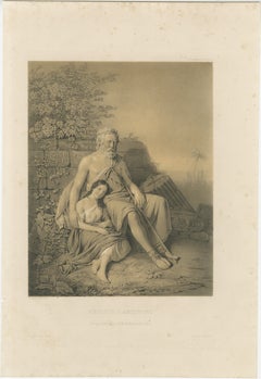 Oedipus and Antigone, Swedish Romantic Lithograph after Pehr Wickenberg, 1850