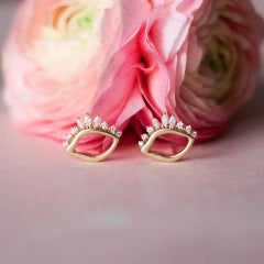 Oeil Evil Eye Diamond Stud Earrings in 14K Gold by Anastassia Sel Jewelry