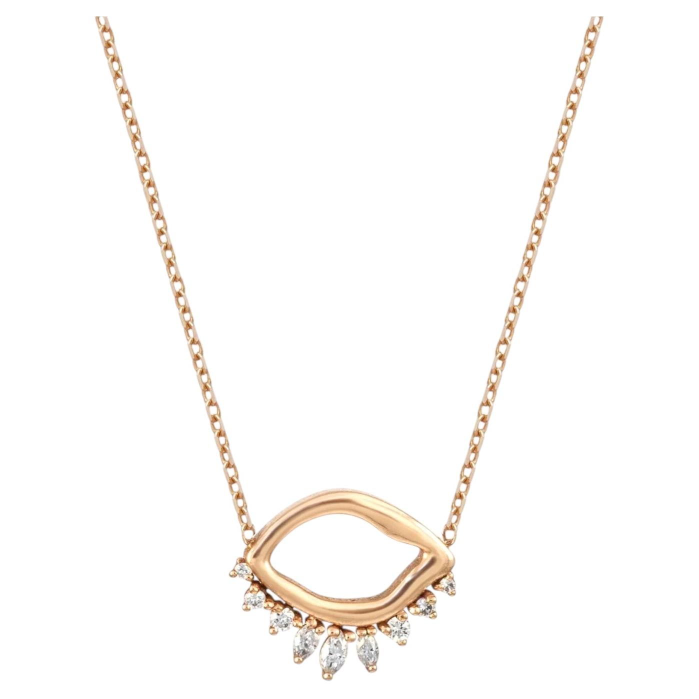 Oeil Evil Eye Necklace in 14K Gold and Diamonds by Anastassia Sel Jewelry