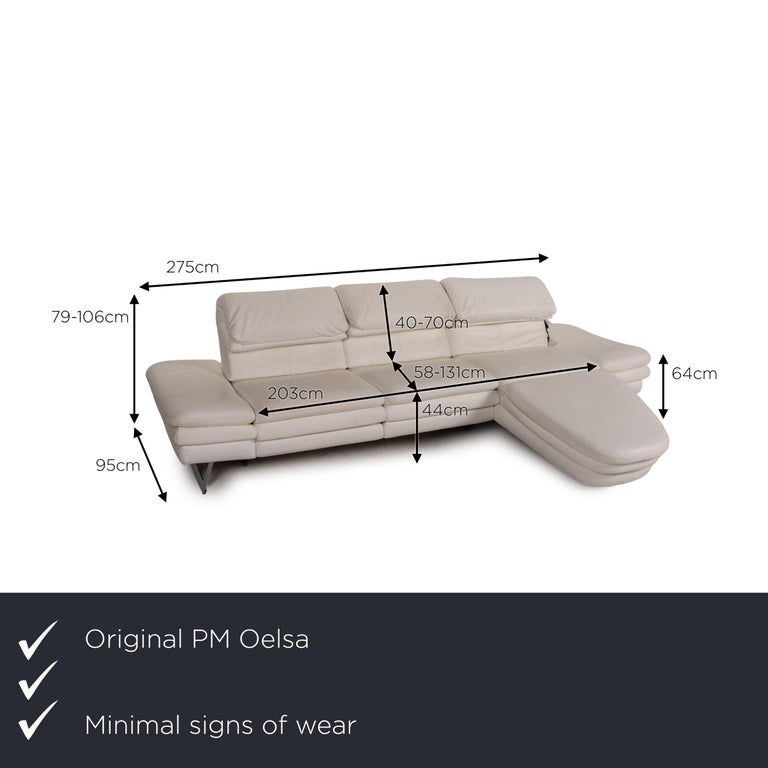 Oelsa San Diego 3850 Leather Sofa White Corner Sofa Couch Function