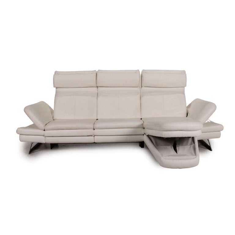 Oelsa San Diego 3850 Leather Sofa White Corner Sofa Couch Function