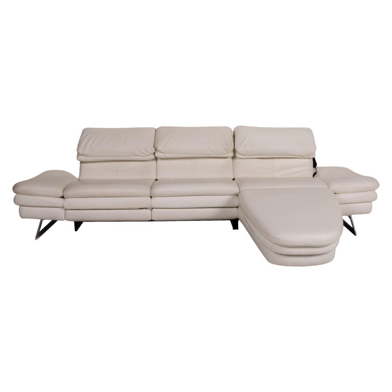 Oelsa San Diego 3850 Leather Sofa White Corner Sofa Couch Function