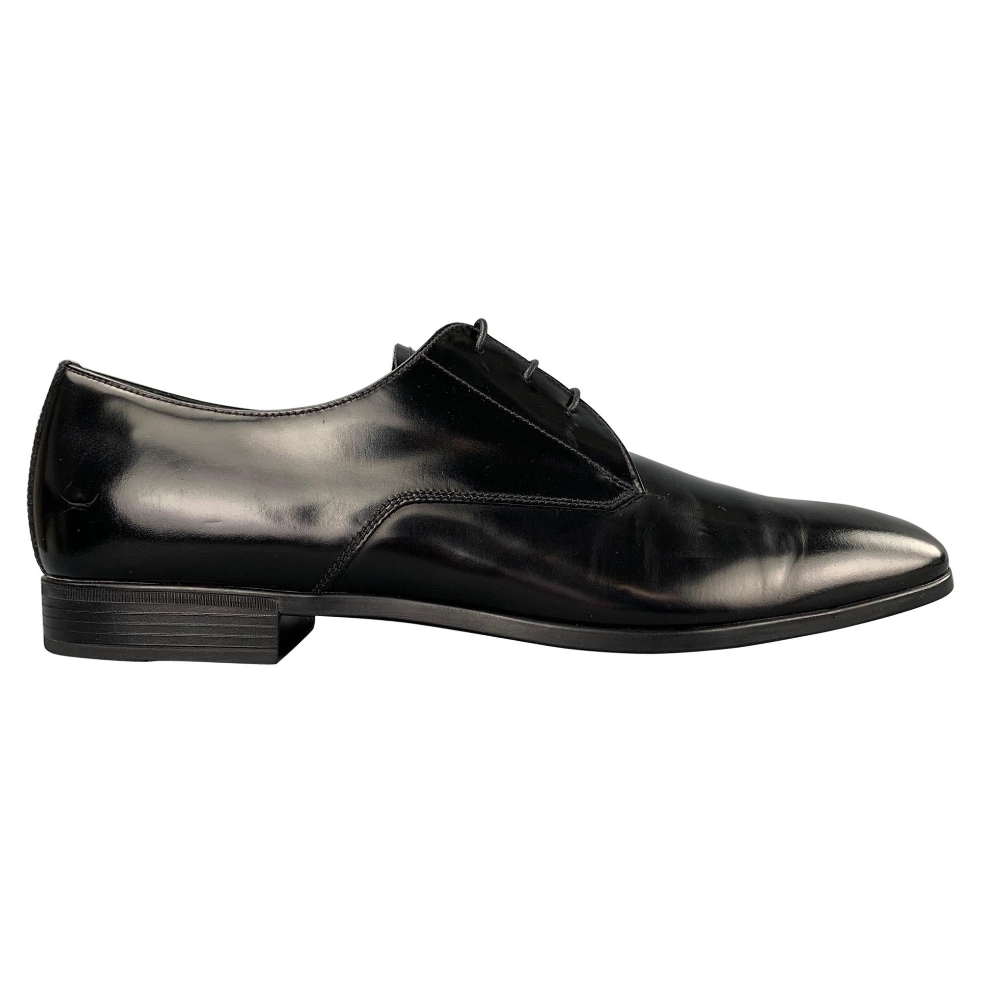 OES NEW PRADA Size 10 Black Leather Lace Up Dress Shoes
