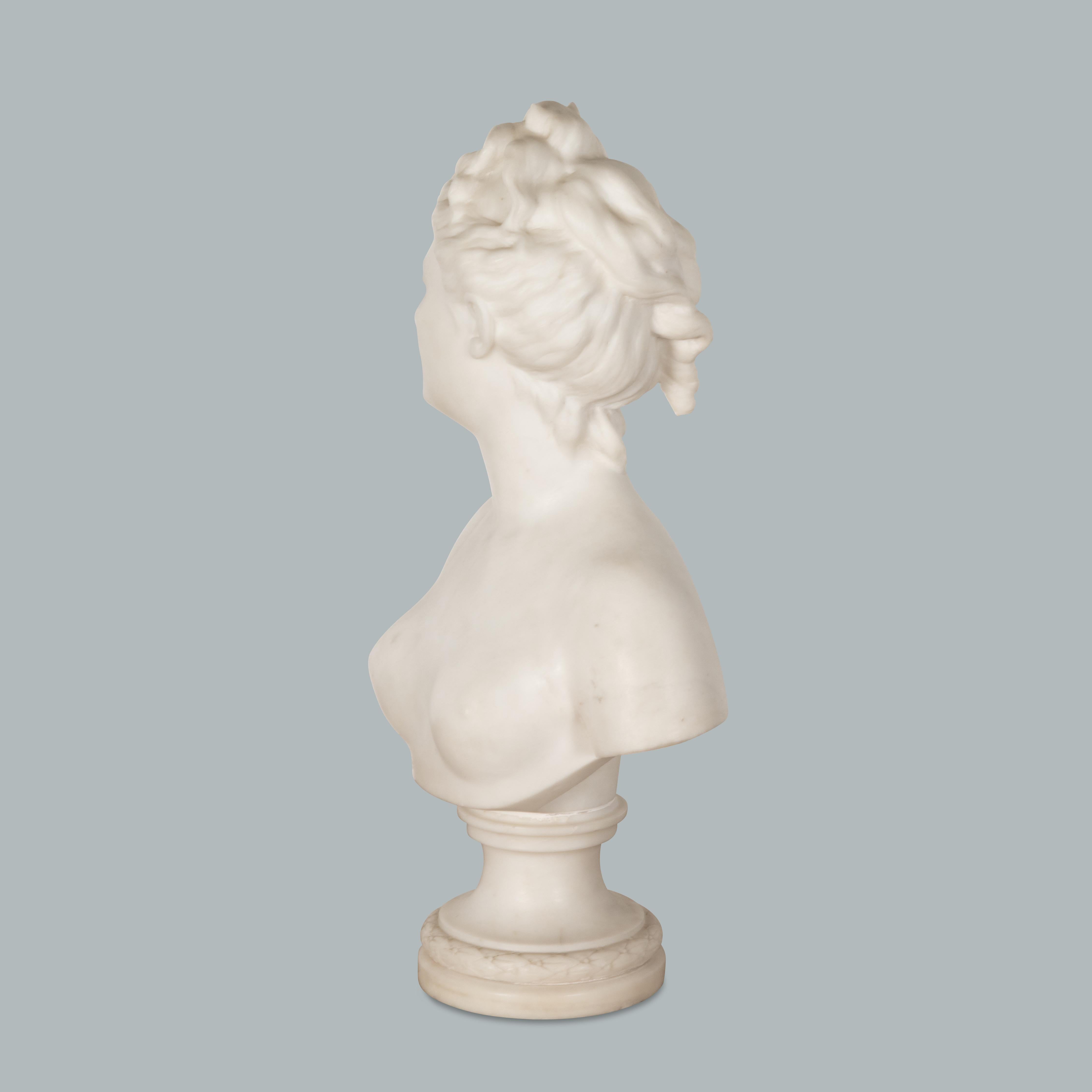 Grand Tour Of American Interest; 18th Century Marble Bust of Diana by Houdon