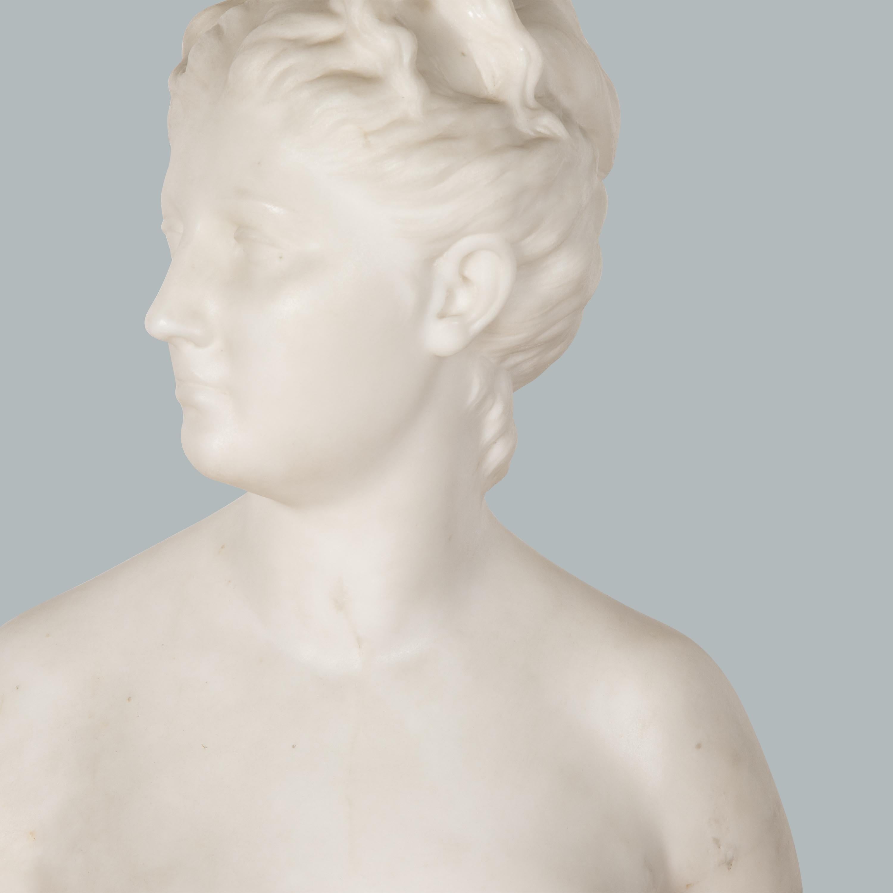 Late 18th Century Of American Interest; 18th Century Marble Bust of Diana by Houdon