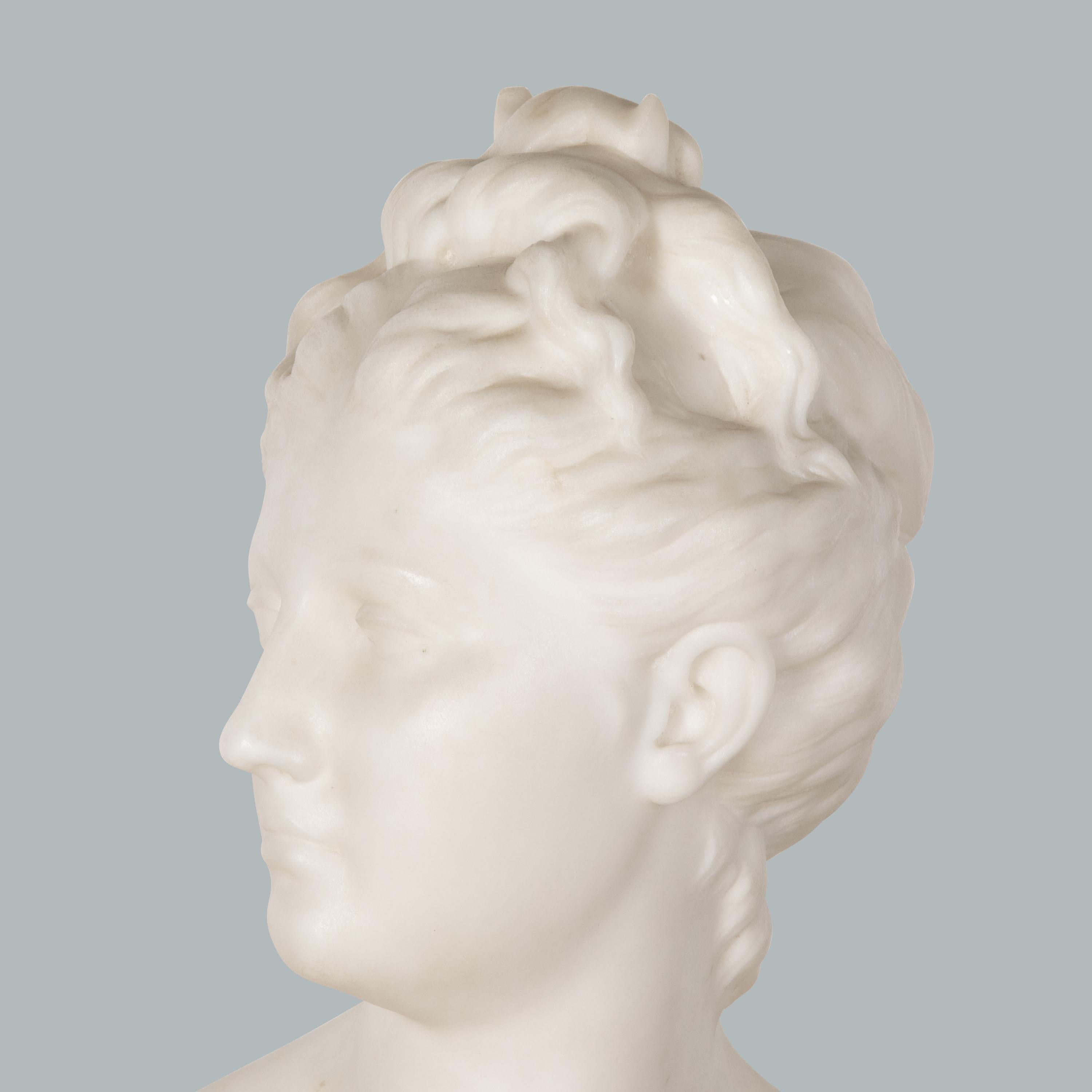 Of American Interest; 18th Century Marble Bust of Diana by Houdon 1