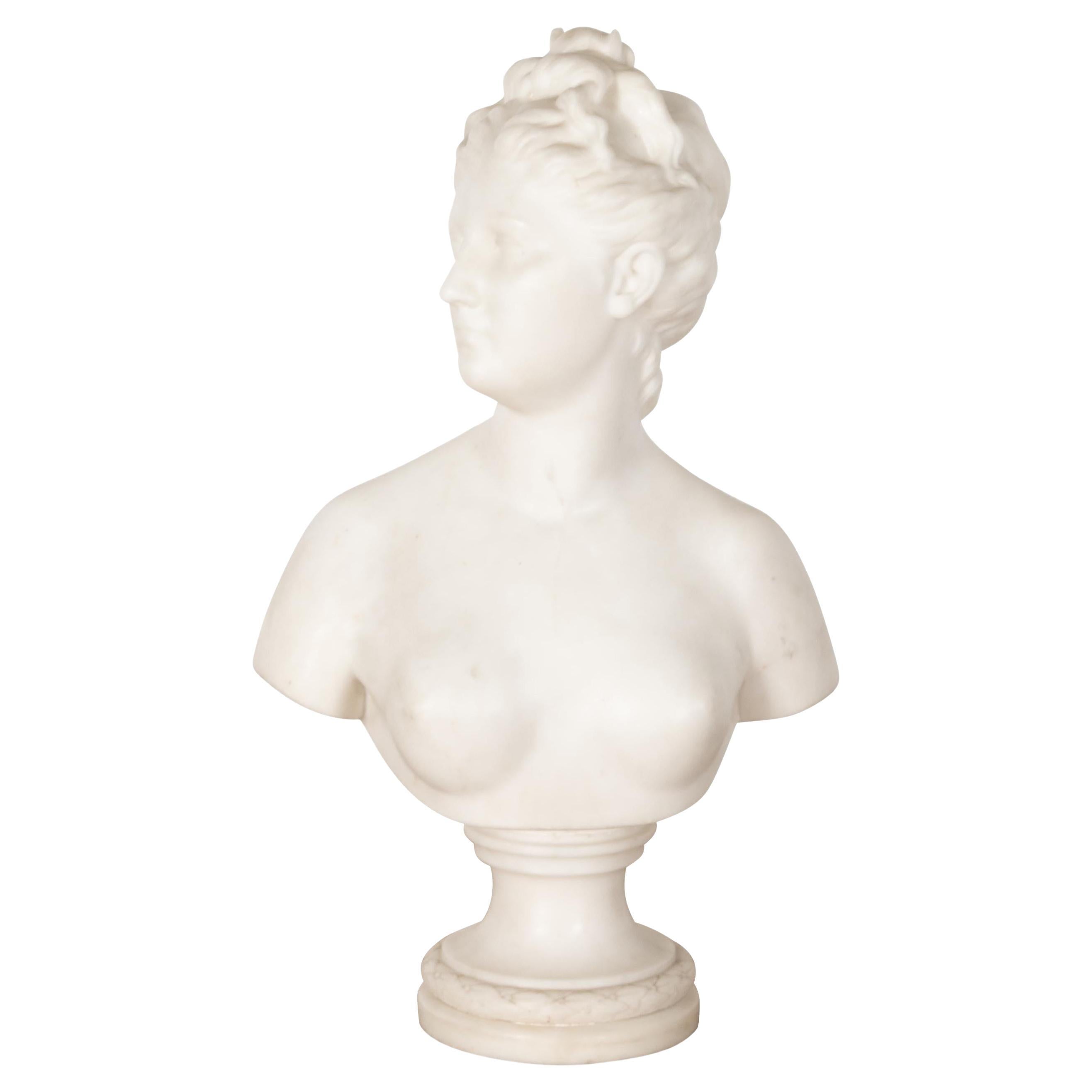 Of American Interest; 18th Century Marble Bust of Diana by Houdon