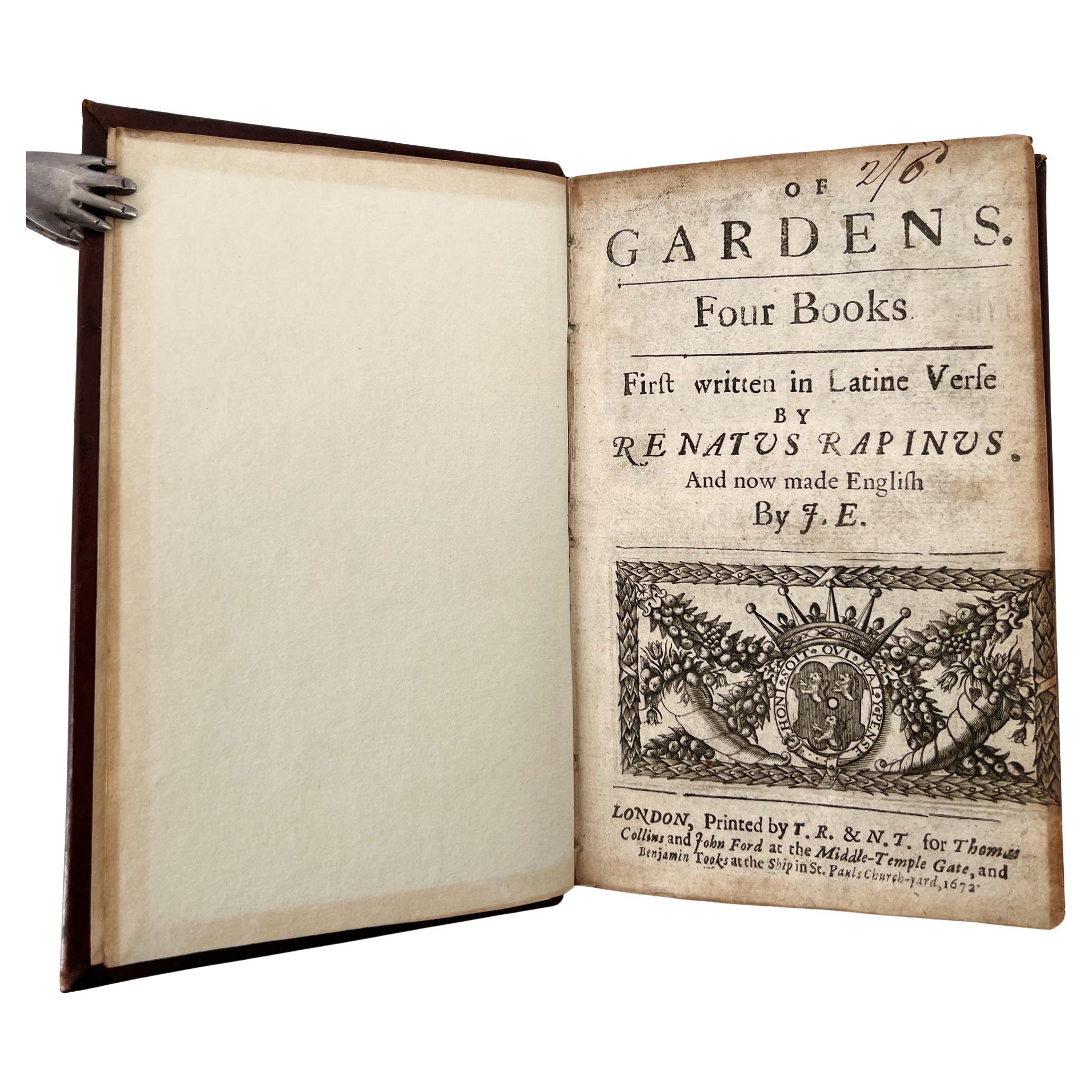 Of Gardens; Four Books by Rene Rapin & John Evelyn the Younger For Sale