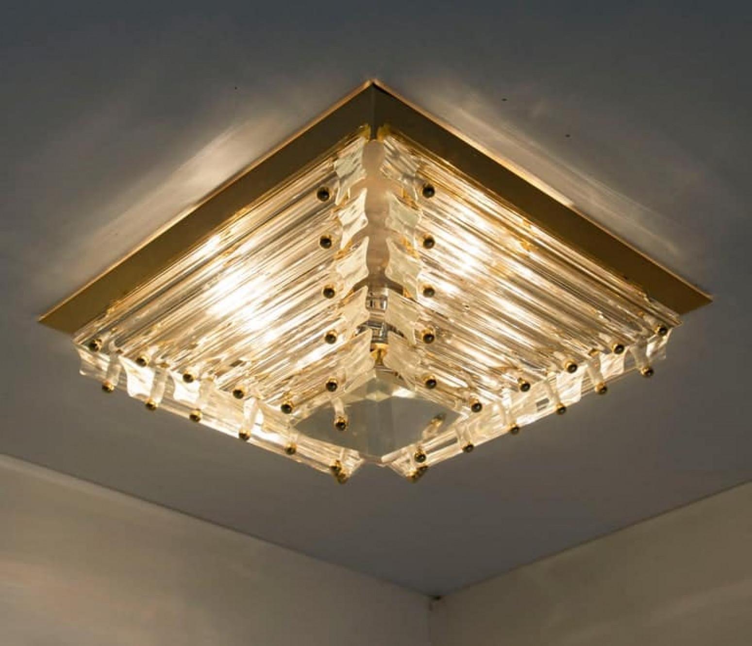 Of of the Three Gold-Plated Piramide Venini Style Flush Mounts, 3 sizes For Sale 2