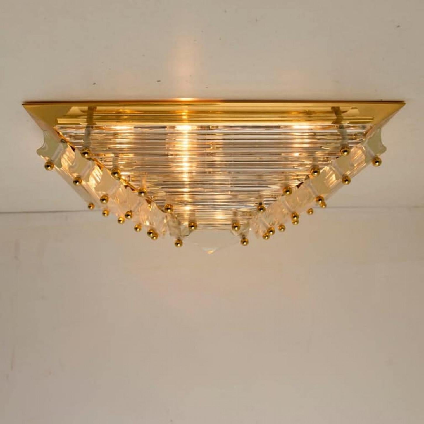 Of of the Three Gold-Plated Piramide Venini Style Flush Mounts, 3 sizes For Sale 5