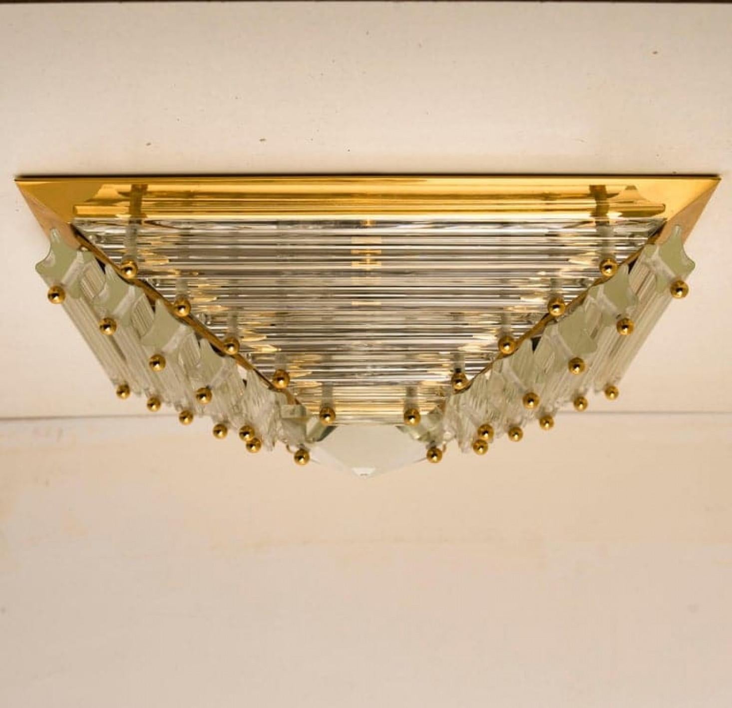 Of of the Three Gold-Plated Piramide Venini Style Flush Mounts, 3 sizes For Sale 9