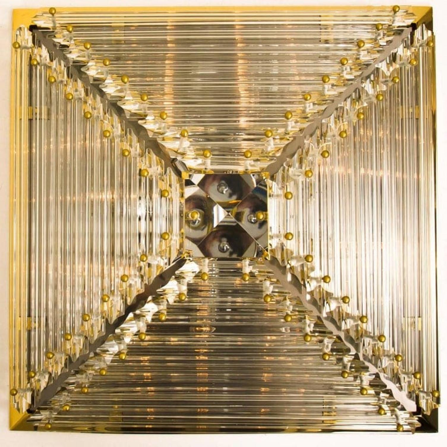 20th Century Of of the Three Gold-Plated Piramide Venini Style Flush Mounts, 3 sizes For Sale