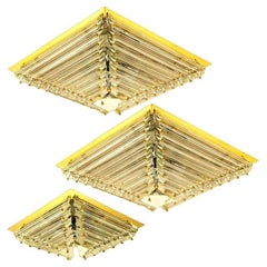 Of of the Three Gold-Plated Piramide Venini Style Flush Mounts, 3 sizes