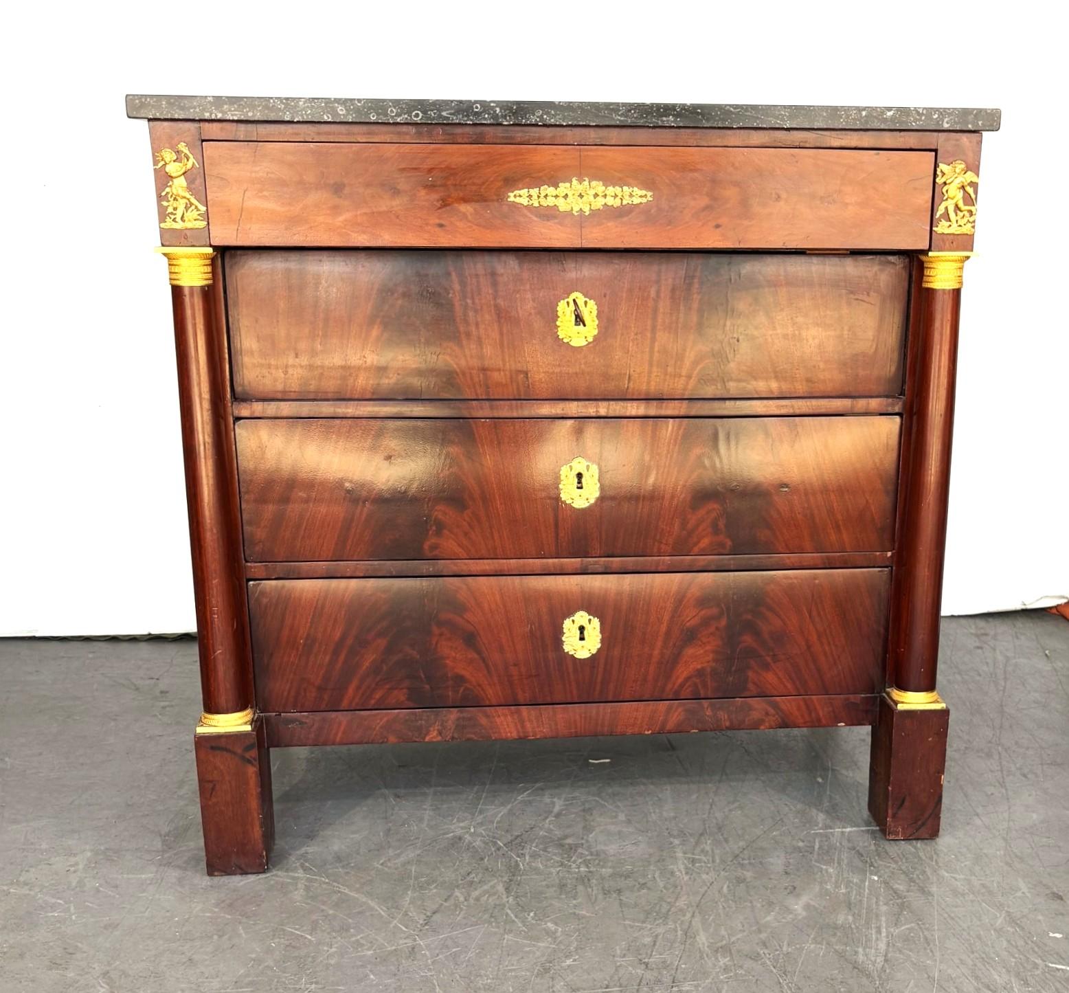 Of The Period Empire Commode/Chest Of Drawers For Sale 3