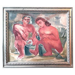 "Of Truth or Consequences", WPA-style Oil Painting, 1940s, Deep Pink, Van Loan
