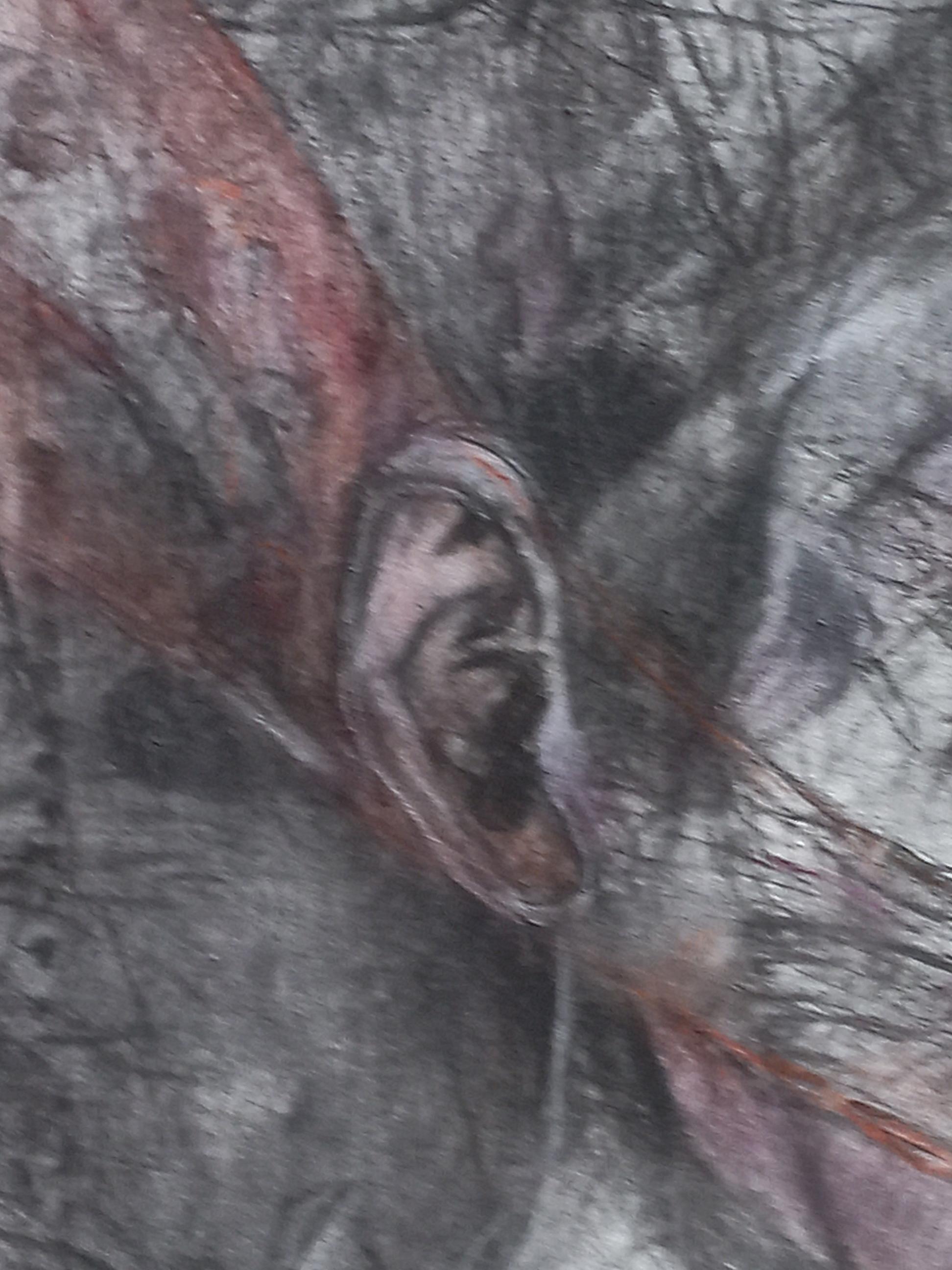 I tratti, le linee, i punti, i segni provengono dal plesso, viaggiano attraverso il braccio e la mano, raggiungendo il
tela con il 