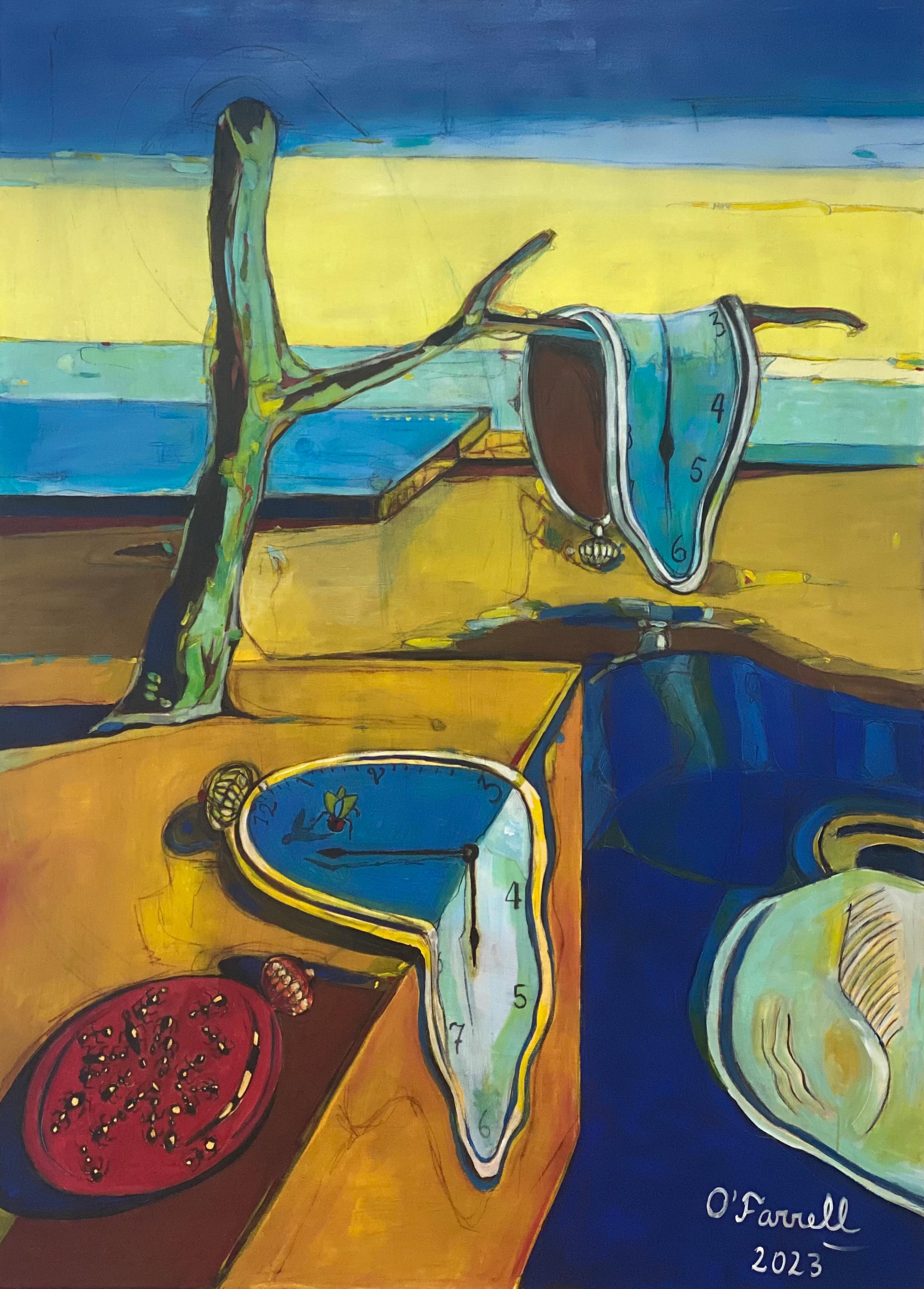 O'Farrell Figurative Painting - Versión libre “Relojes” de Dalí
