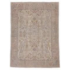 Off-Grey Floral Garden Turkish Rug