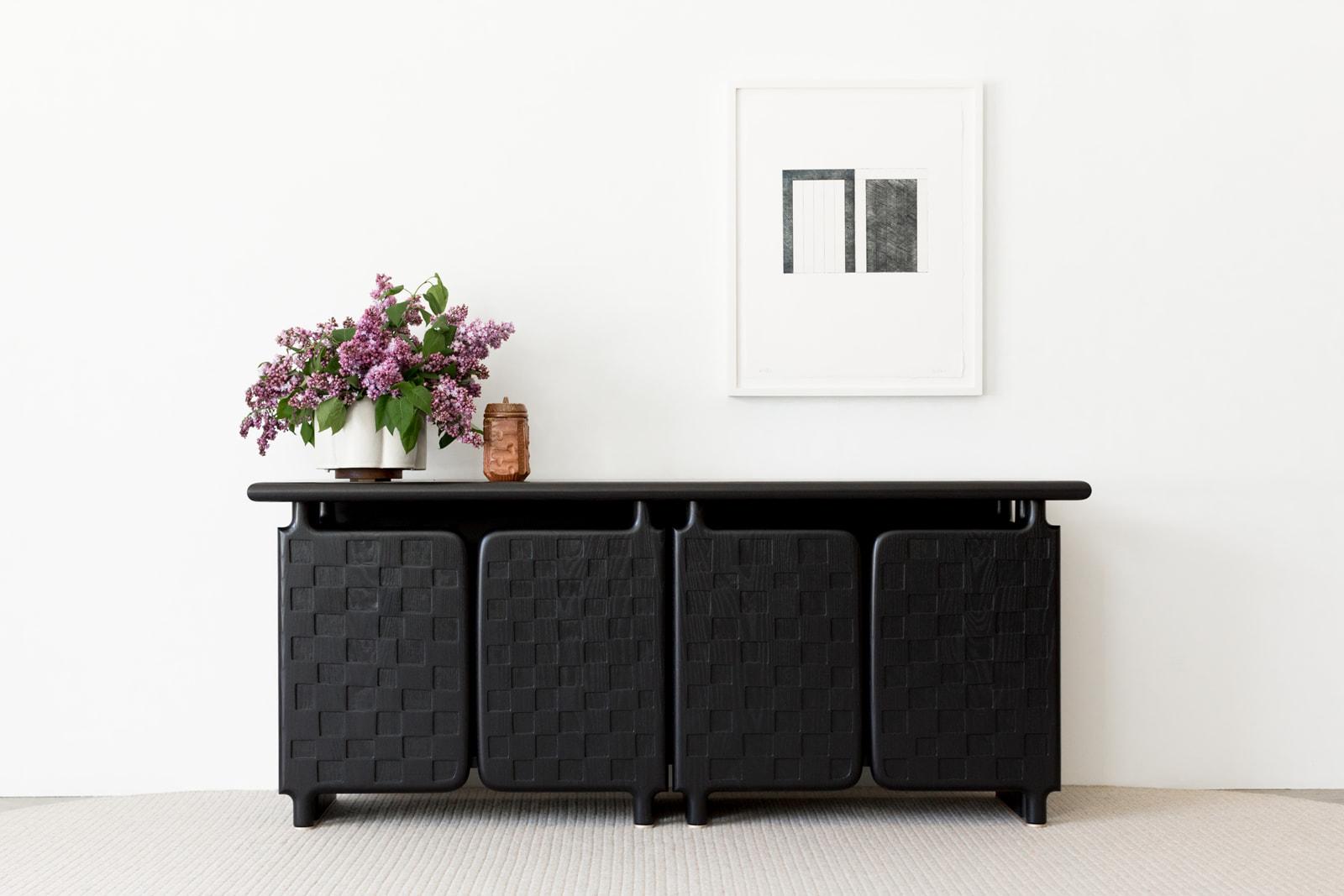 Off-Grid Solid Wood Contemporary Sculptural Carved Credenza Cabinet Sideboard For Sale 12
