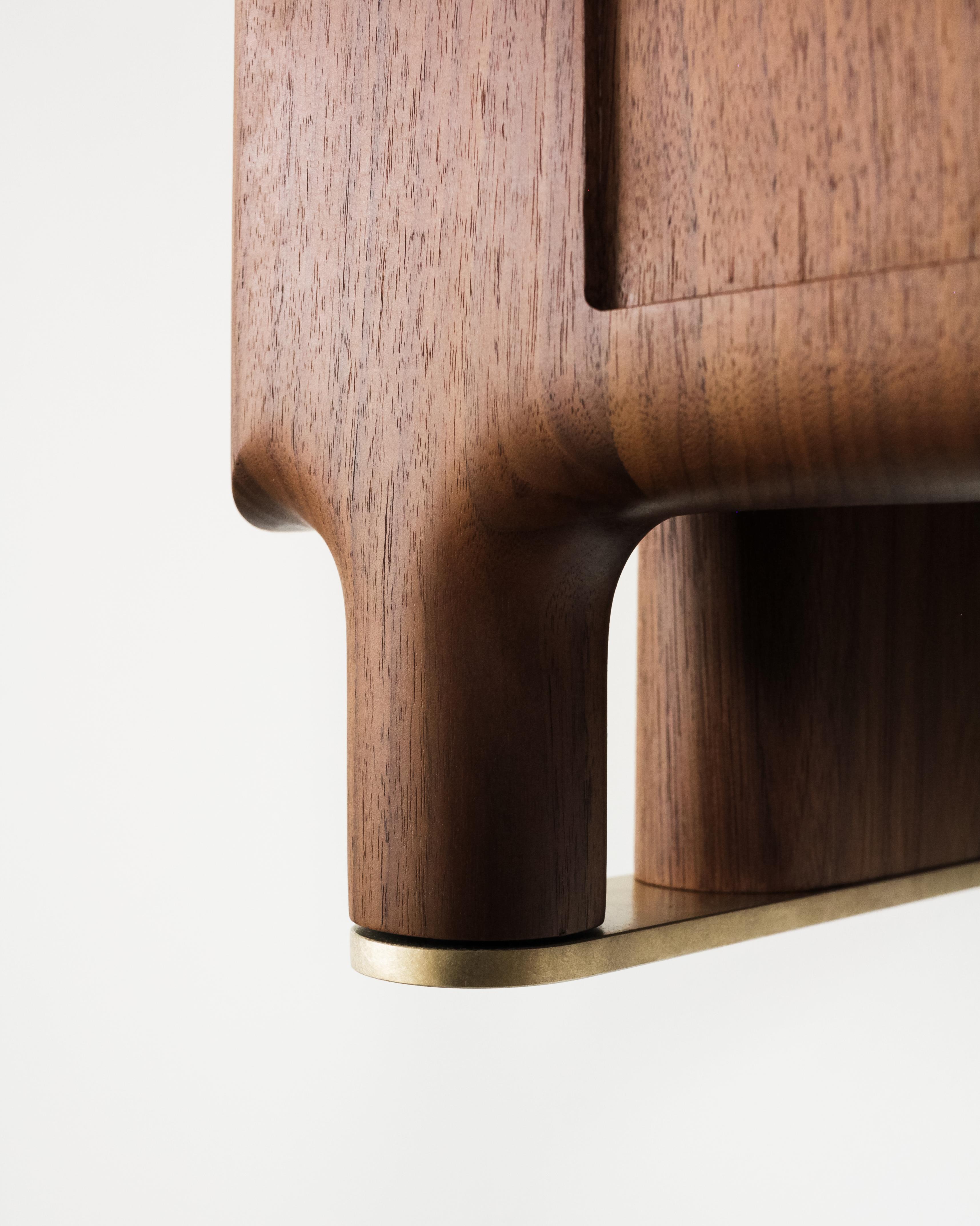 Off-Grid Solid Wood Contemporary Sculptural Carved Wall-Mounted Bar Cabinet For Sale 8