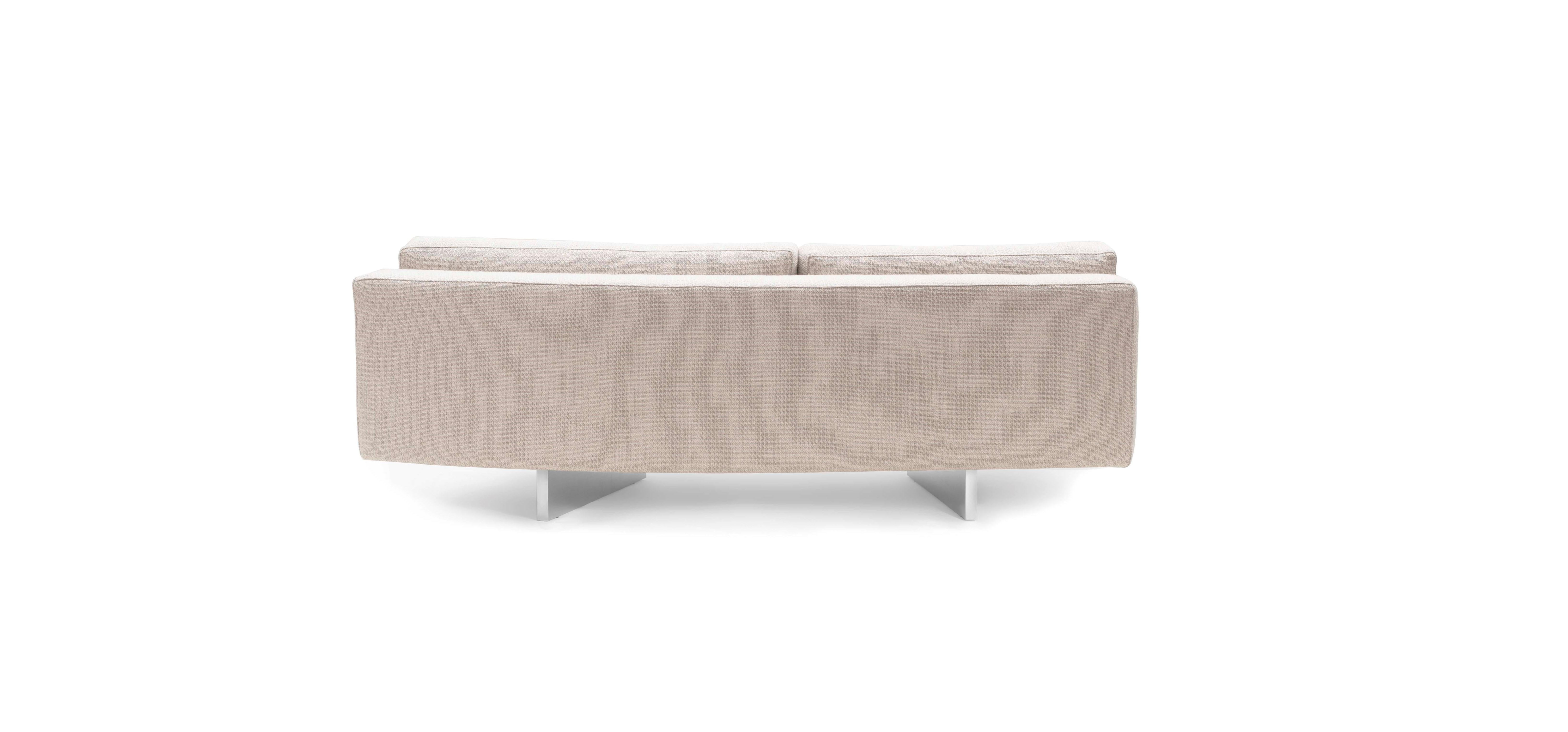 Portuguese 70's inspired Off The Wall Sofa in linen fabric and stainless steel structure For Sale