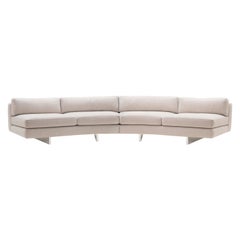 70's inspired Off The Wall Sofa in linen fabric and stainless steel structure