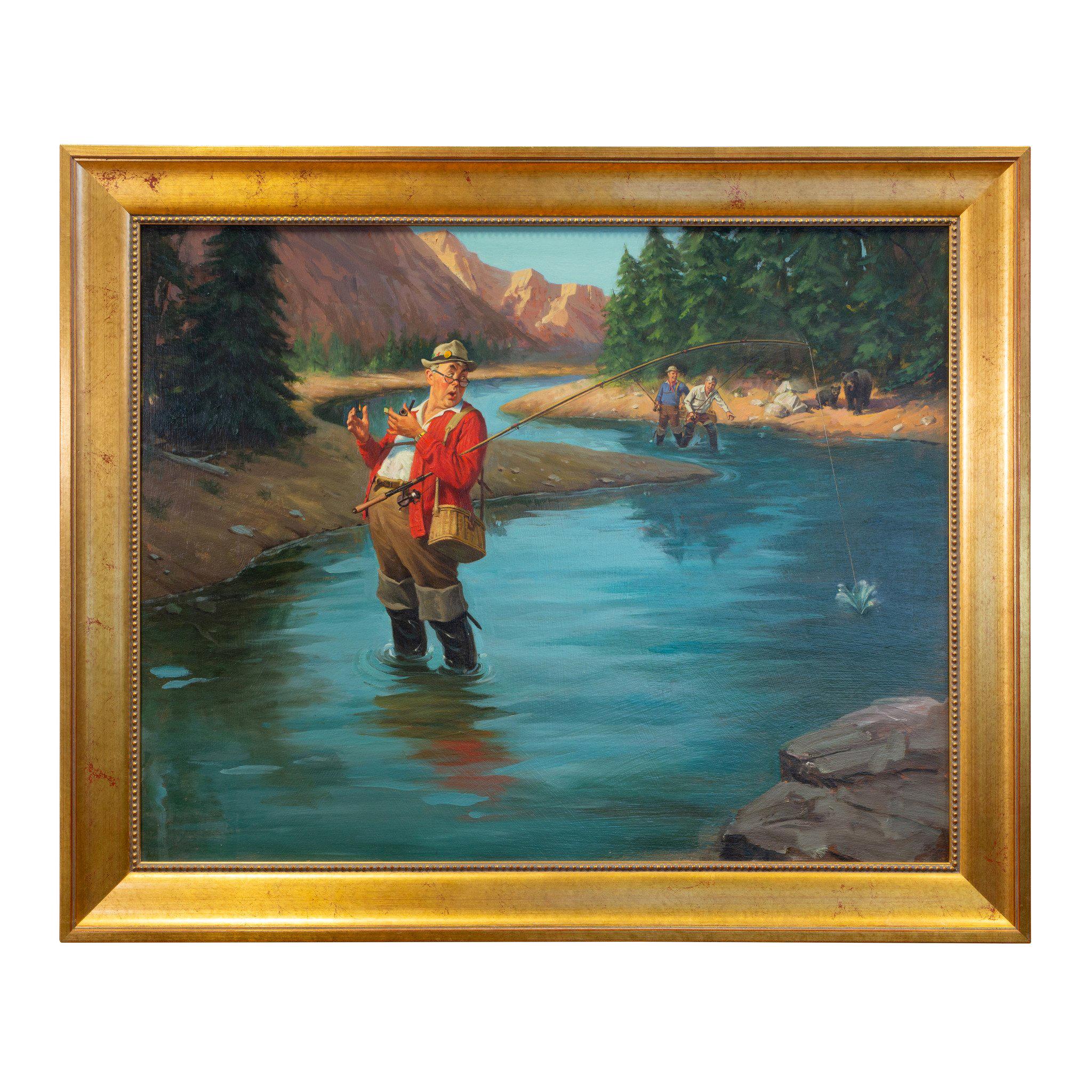 "Off to Abad Start" Pittura a olio originale Shaw Barton Calendar Co.