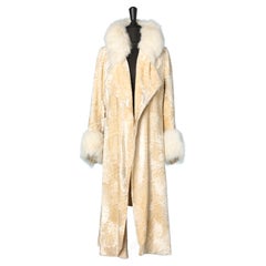 Vintage Off-white 1930's panne velvet coat with white furs collar Marshall Snelgrove