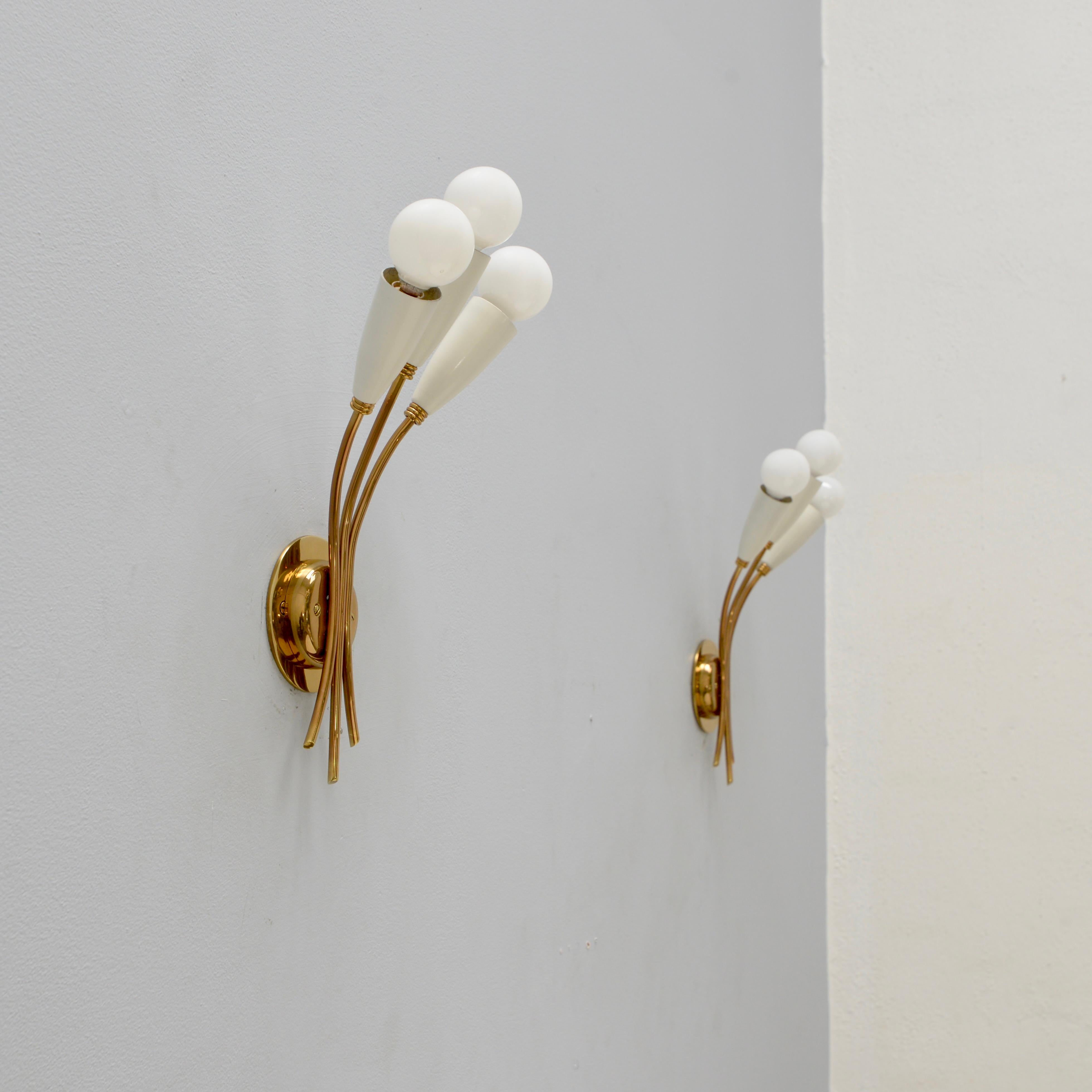 Off-White 1950s Botanical Sconces In Good Condition In Los Angeles, CA