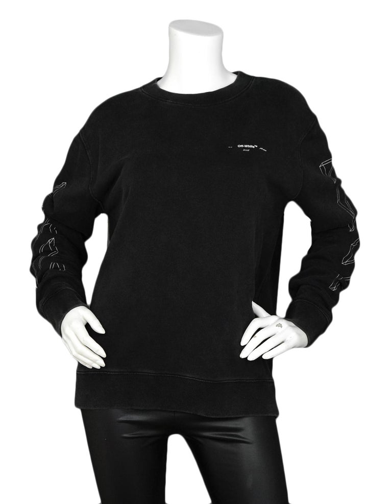 Off White 2018 Men S Anthracite Grey Diagonal 3d Lines Crewneck