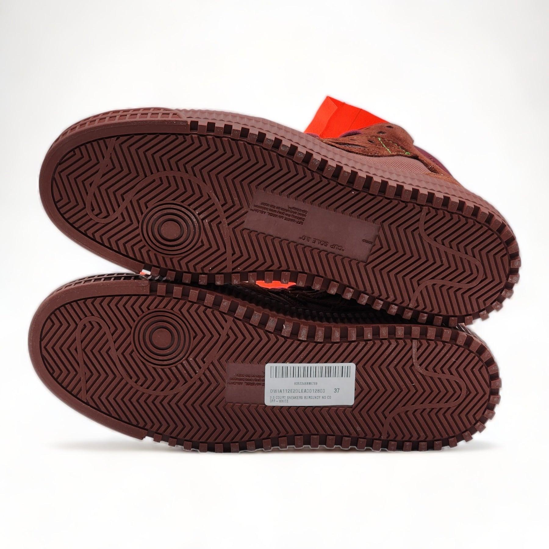 Off-White 3.0 Court Hi Top Women's Sneakers Burgundy In Excellent Condition For Sale In Los Angeles, CA