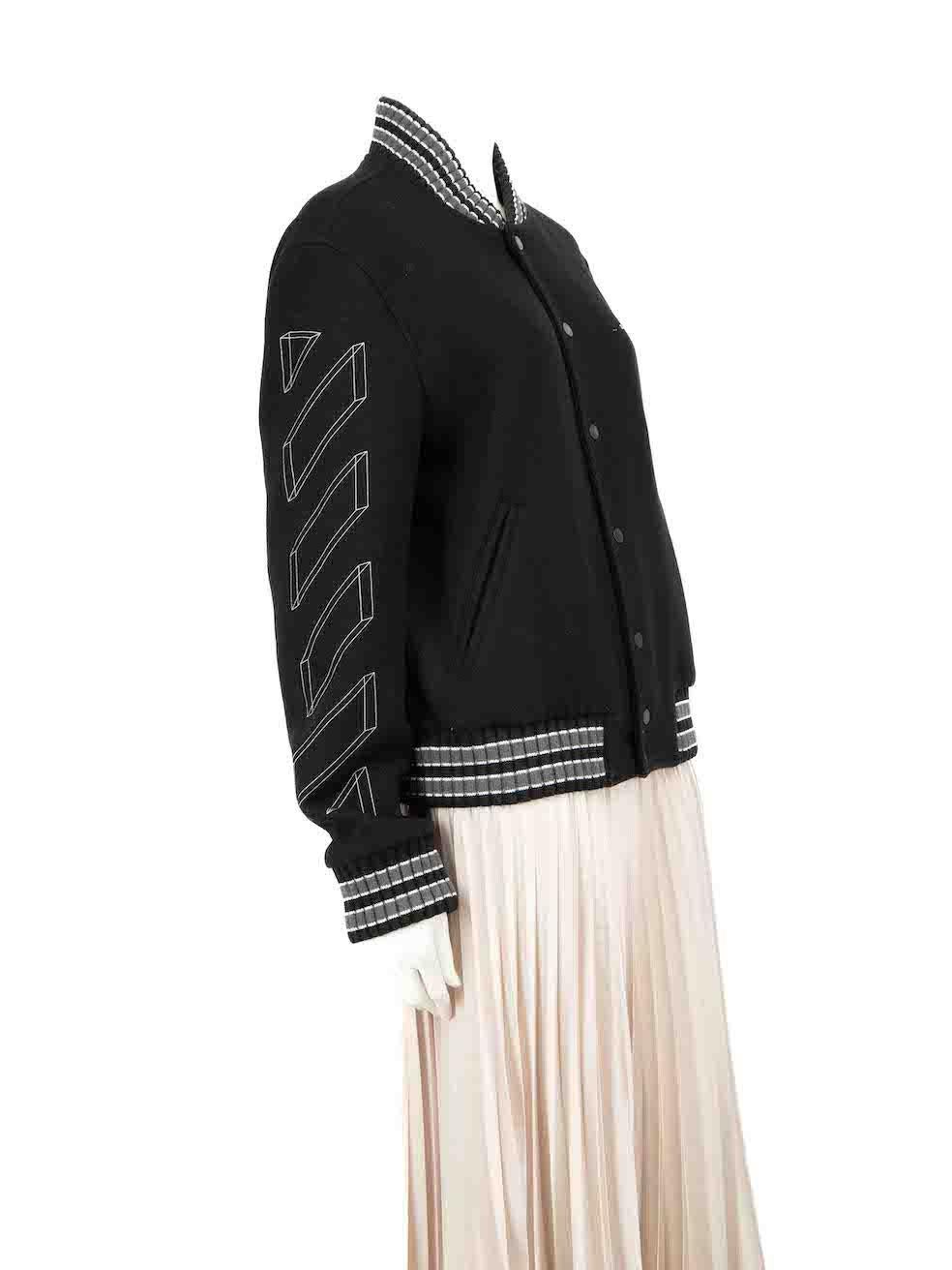 CONDITION is Very good. Minimal wear to jacket is evident. Minimal wear to the lining cuffs and hem with light pilling. There is also a pluck to the weave at the front on this used Off-White designer resale item.
  
  Details
  A/W18
  Black
  Wool
