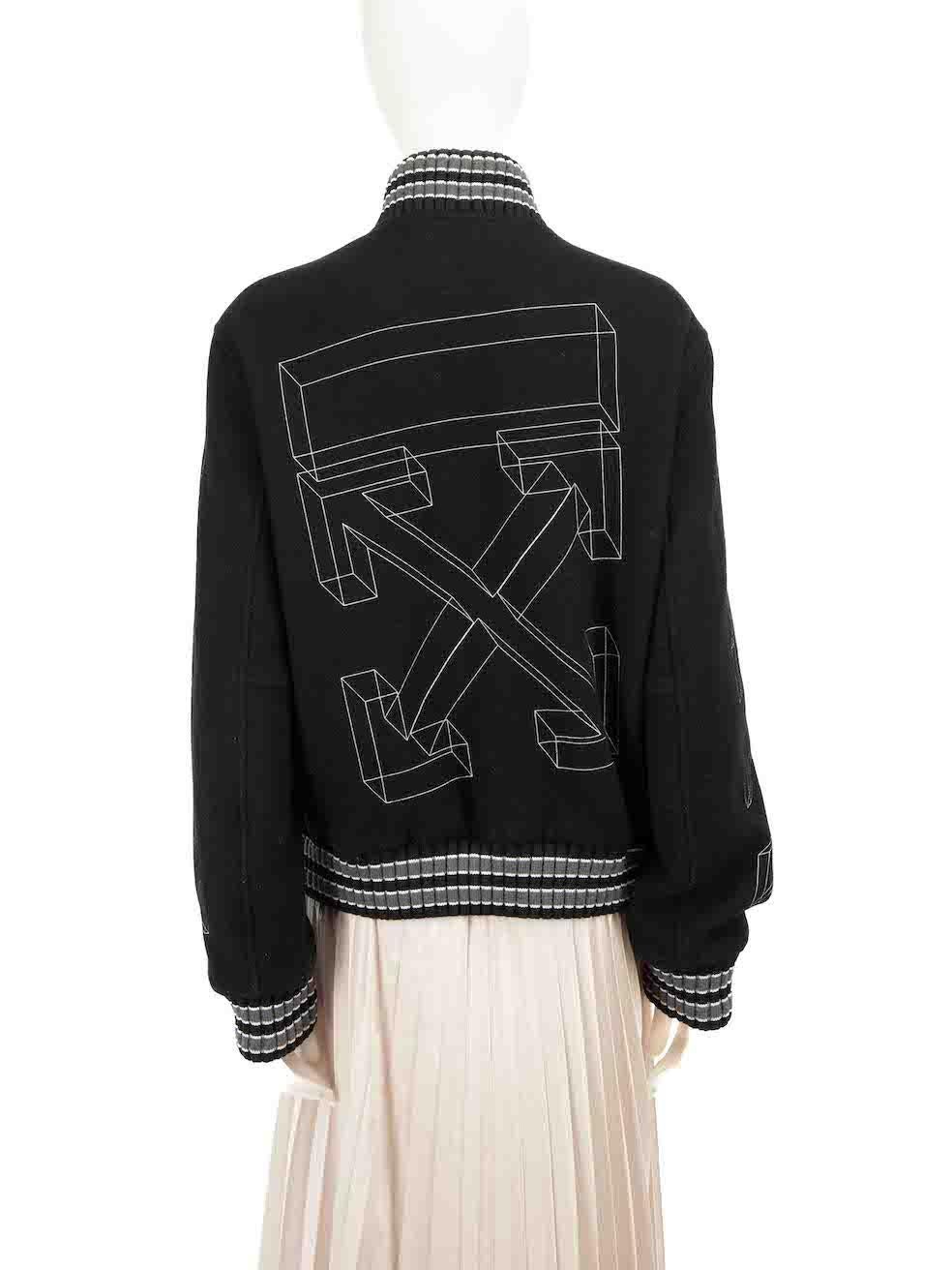 Off-White A/W18 Black Wool 3D Line Varsity Jacket Size M In Good Condition For Sale In London, GB