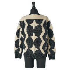 Jersey jacquard de lana chiné blanco roto y antracita Thierry Mugler