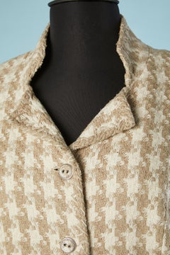Off-white and beige silk tweed single breasted jacket Chanel