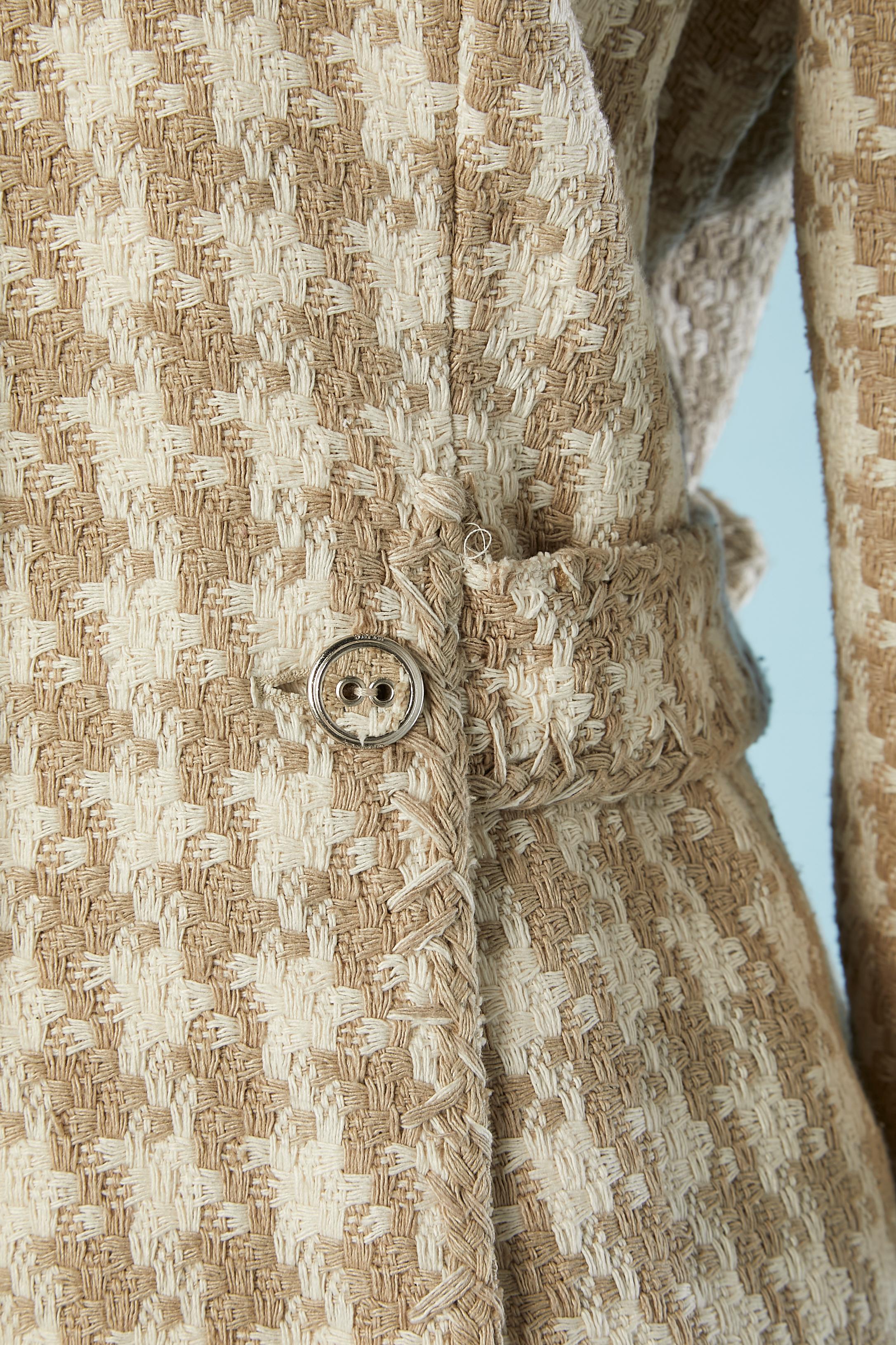 Beige Off-white and beige silk tweed single breasted jacket Chanel  For Sale