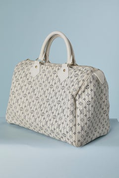 Off-white and beige Speedy hand-bag in cotton jacquard Louis Vuitton "Croisette"