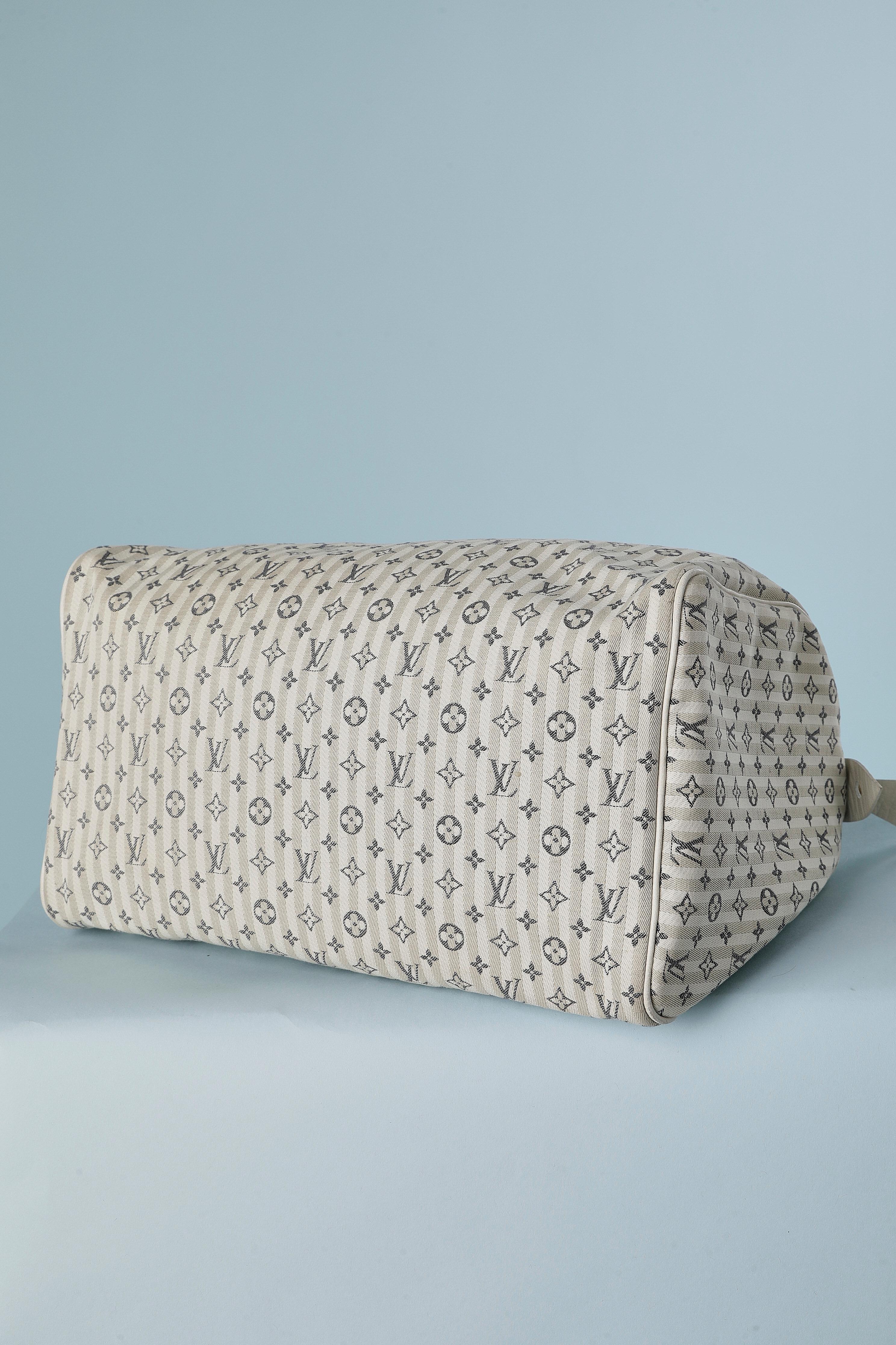 Beige Off-white and beige Speedy hand-bag in cotton jacquard Louis Vuitton 
