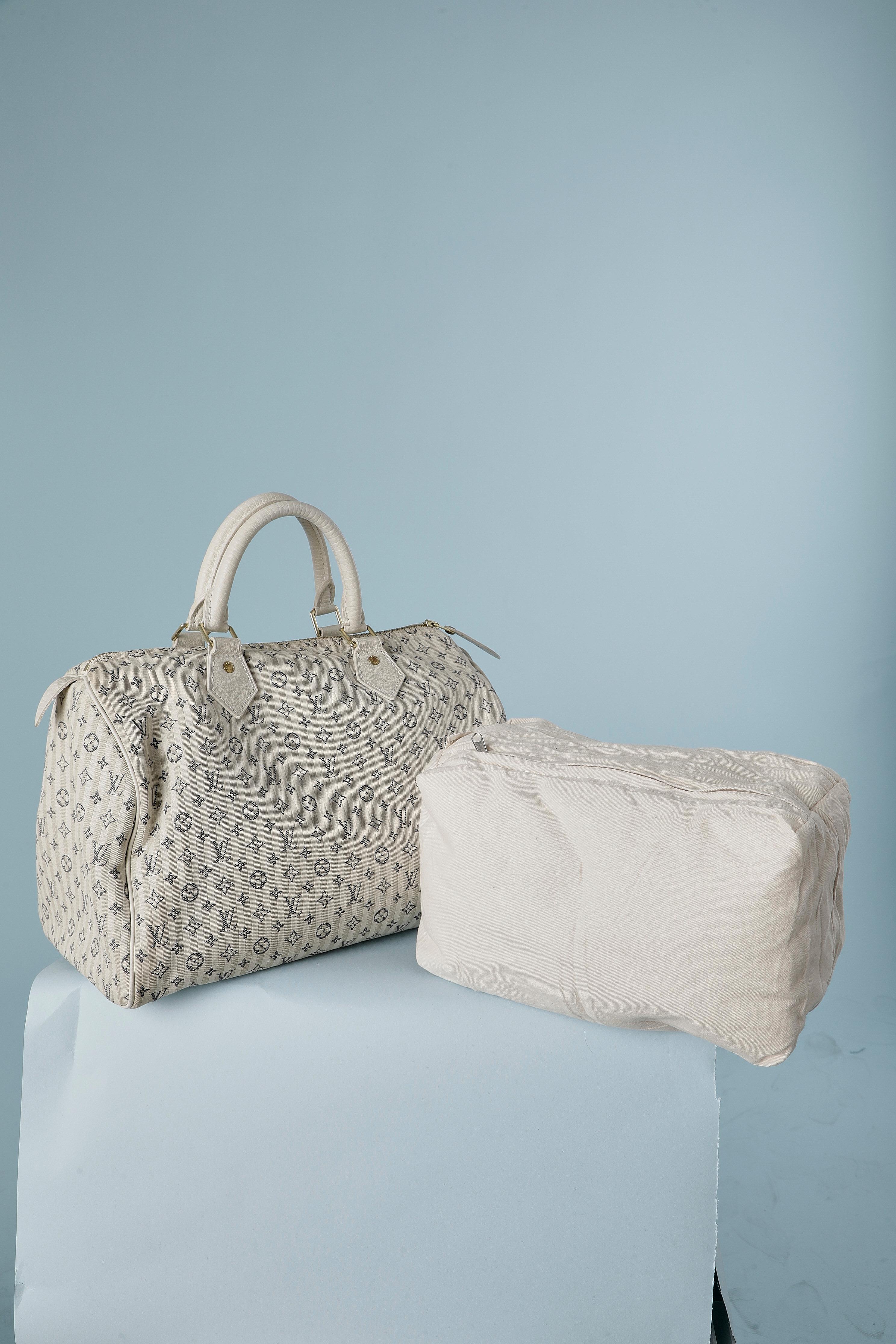 Off-white and beige Speedy hand-bag in cotton jacquard Louis Vuitton 