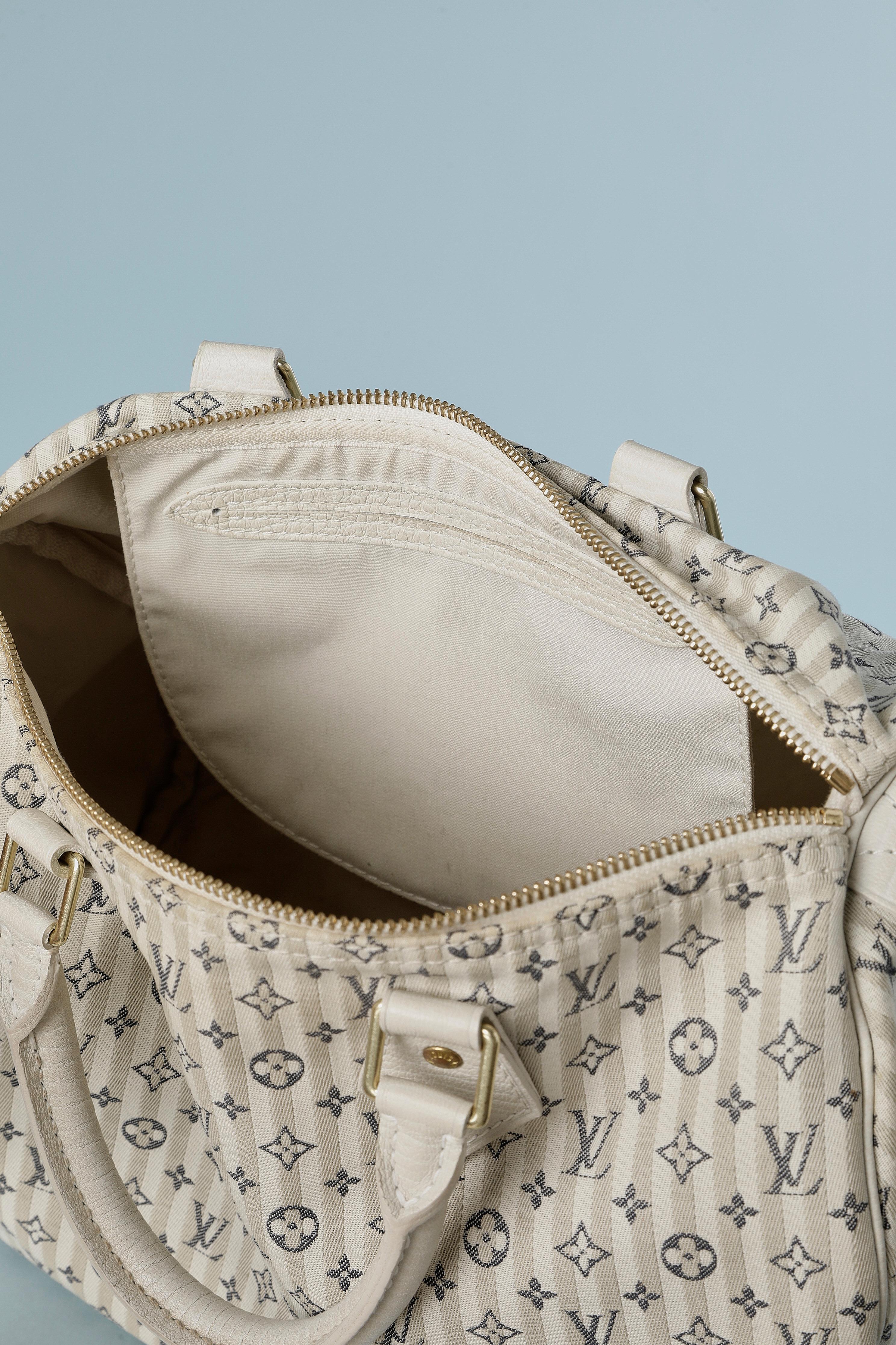 Off-white and beige Speedy hand-bag in cotton jacquard Louis Vuitton 