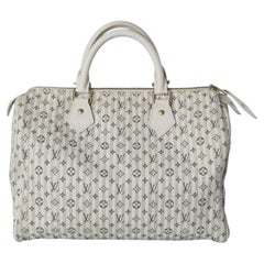 Off-white and beige Speedy hand-bag in cotton jacquard Louis Vuitton "Croisette"